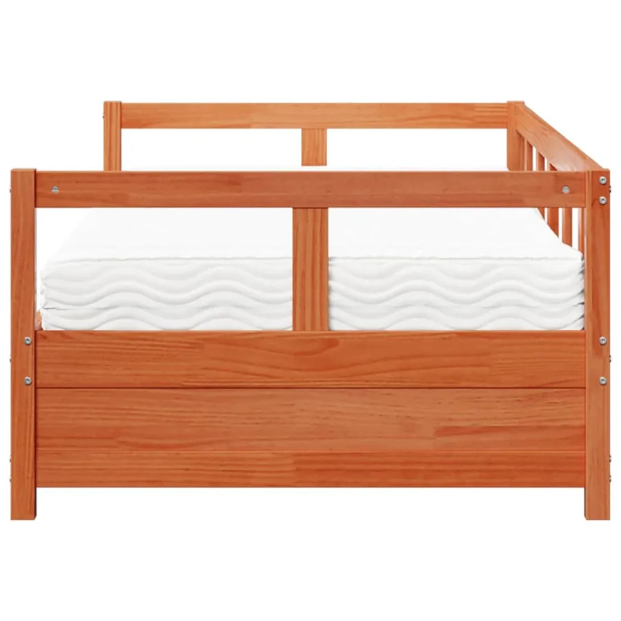 Lit de jour avec matelas cire marron 90x200 cm bois pin massif - 4