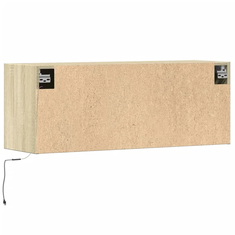 Meuble TV mural avec lumières LED chêne sonoma 100x31x35 cm - 8