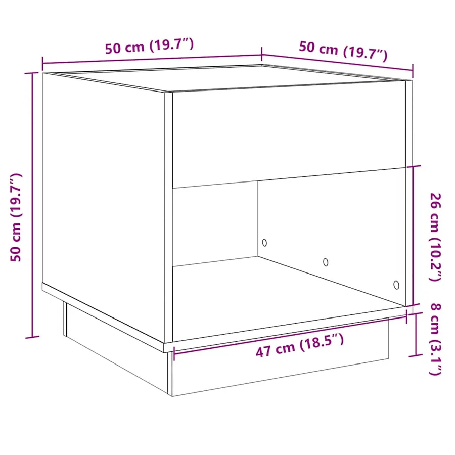 Table basse avec LED infini chêne marron 50x50x50 cm - 13