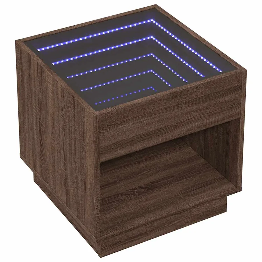 Table basse avec LED infini chêne marron 50x50x50 cm - 3