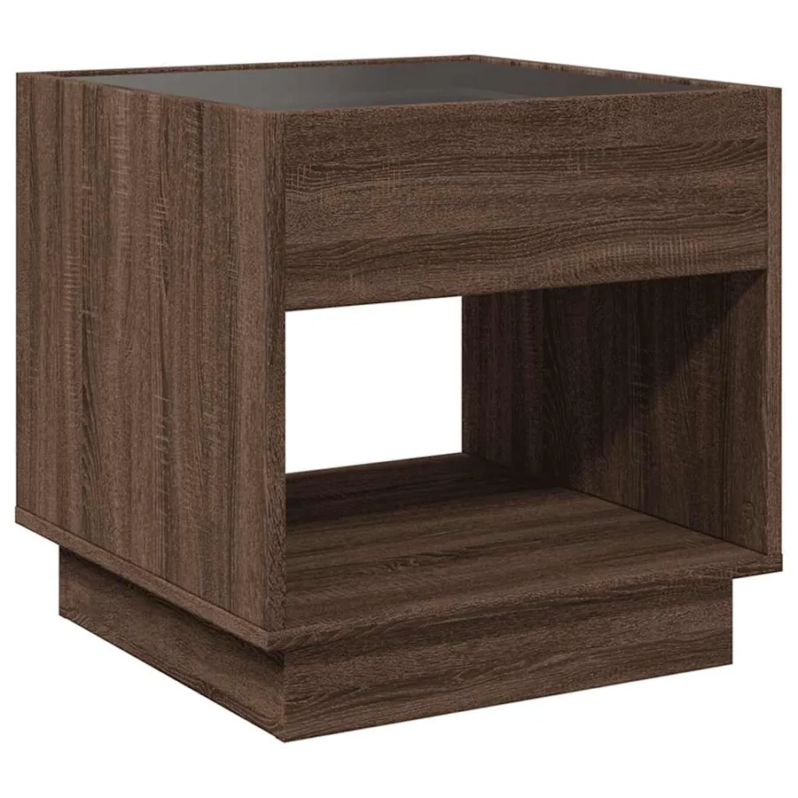 Table basse avec LED infini chêne marron 50x50x50 cm - 8