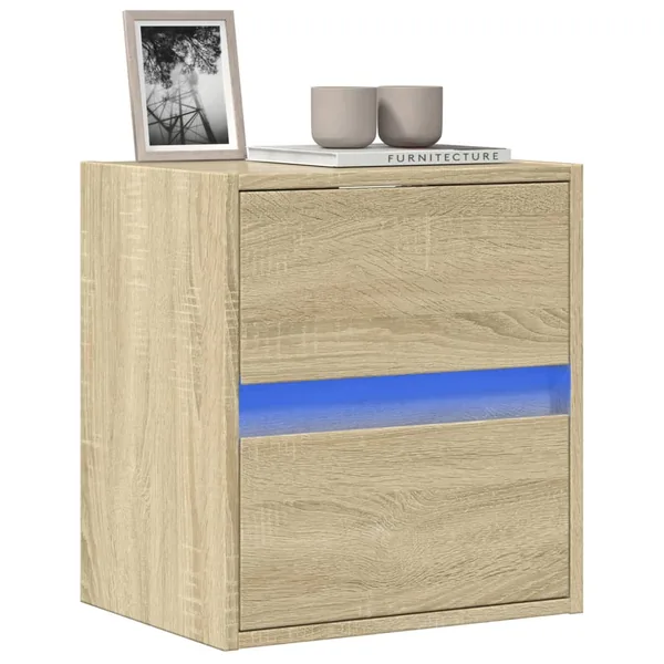 Meuble TV mural avec lumières LED chêne sonoma 41x31x45 cm