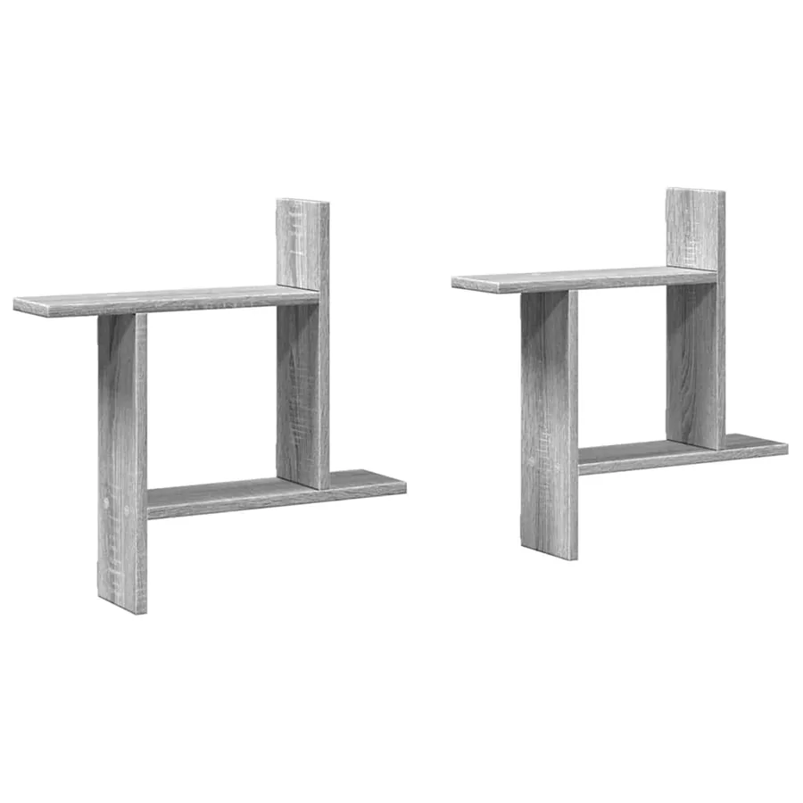 Étagères murales 2pcs sonoma gris 50x12x50 cm bois d'ingénierie - 2