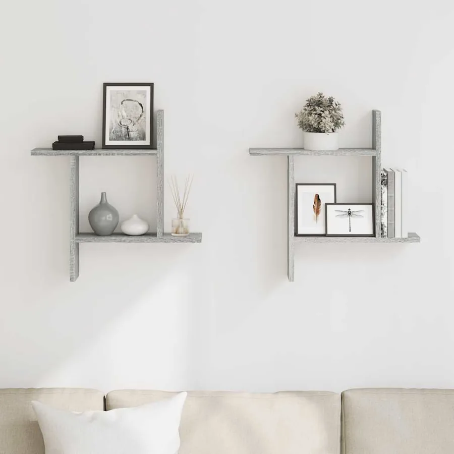 Étagères murales 2pcs sonoma gris 50x12x50 cm bois d'ingénierie - 3