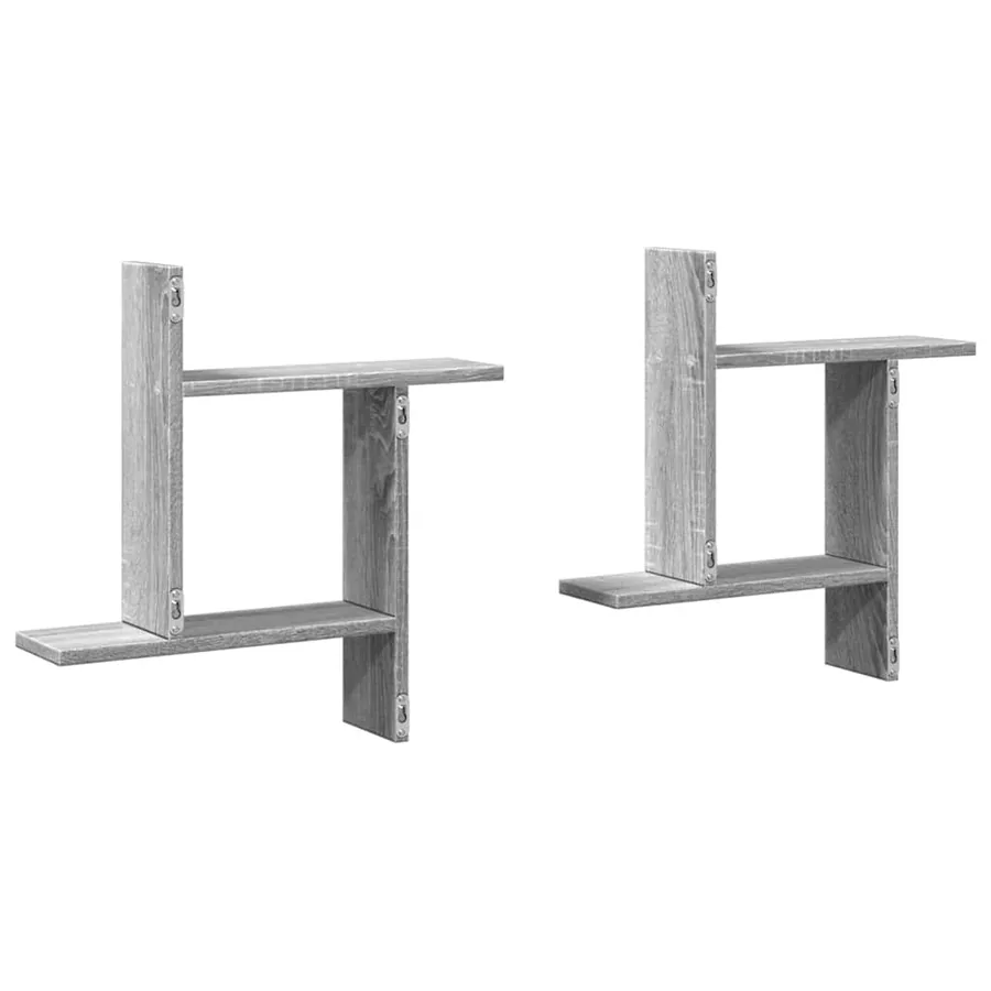 Étagères murales 2pcs sonoma gris 50x12x50 cm bois d'ingénierie - 7