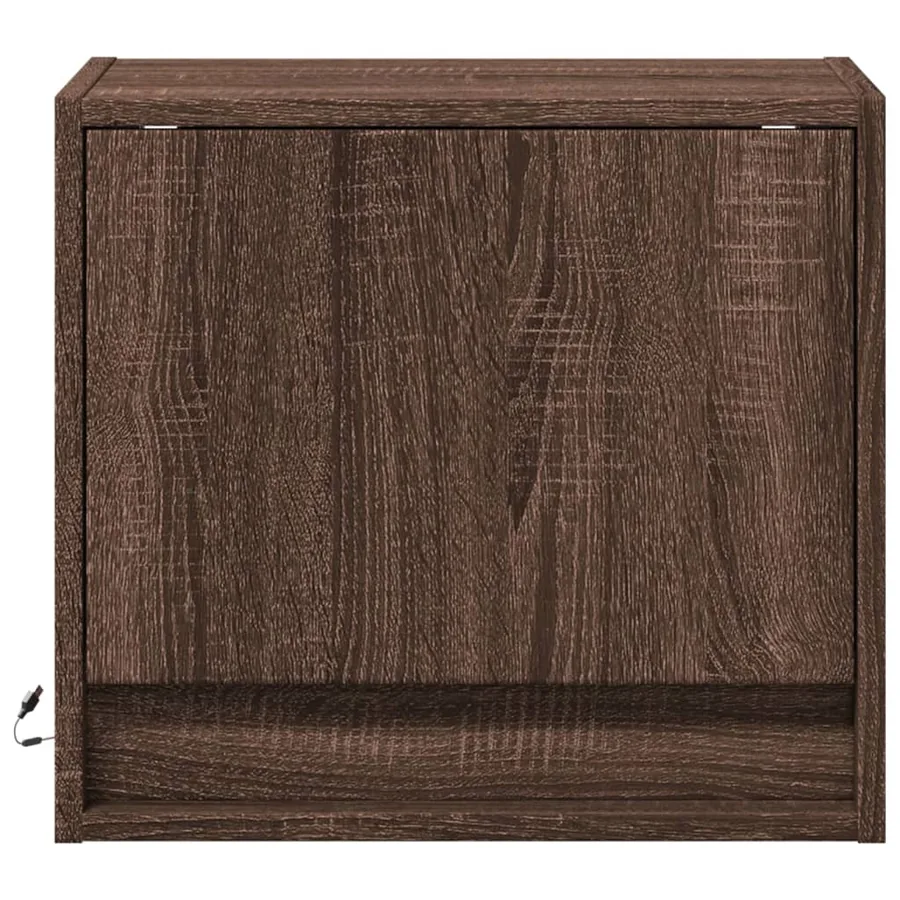 Tables de chevet murales avec lumières LED 2 pcs chêne marron - 6