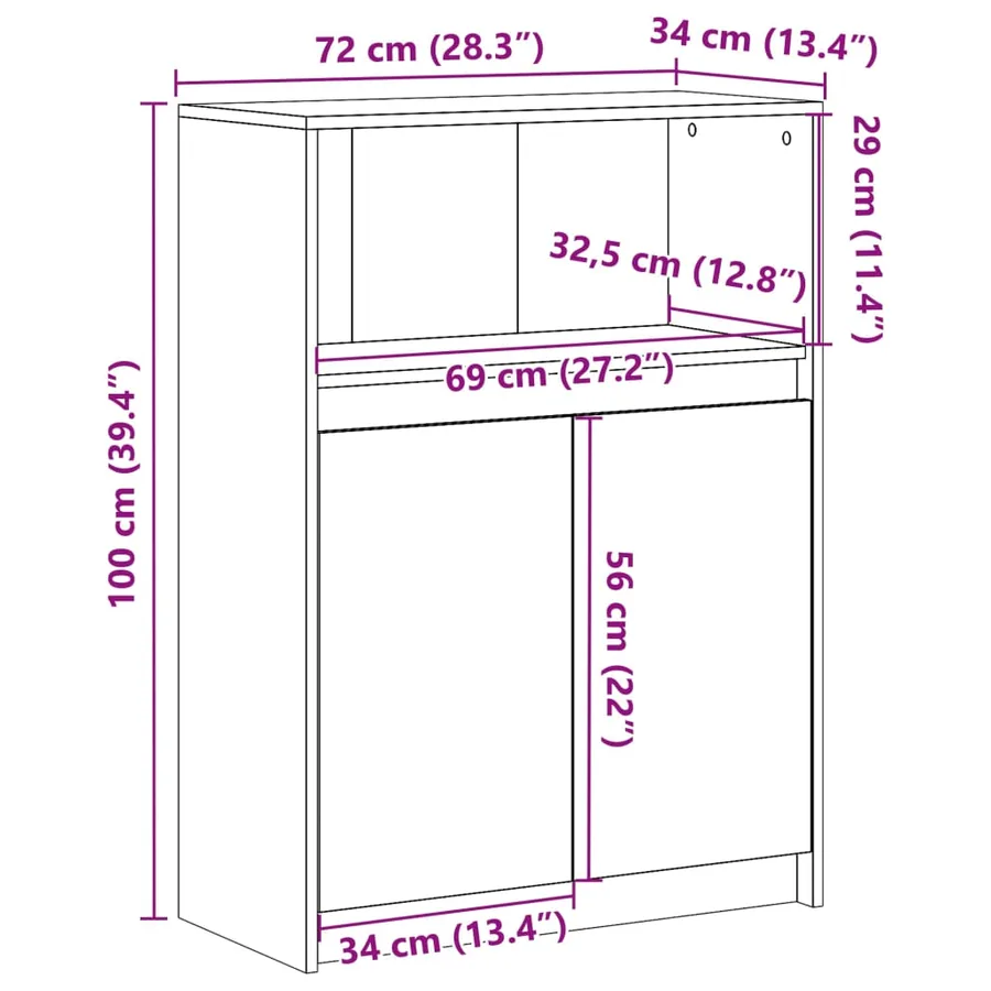 Buffet avec LED blanc 72x34x100 cm bois d'ingénierie - 14