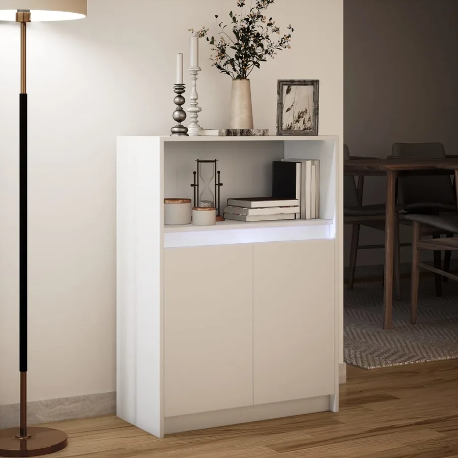 Buffet avec LED blanc 72x34x100 cm bois d'ingénierie - 5