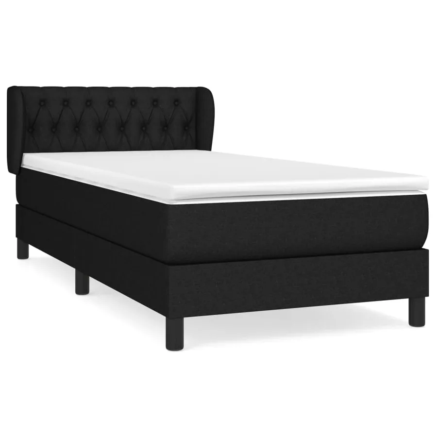 Sommier à lattes de lit avec matelas Noir 100x200 cm Tissu - 2