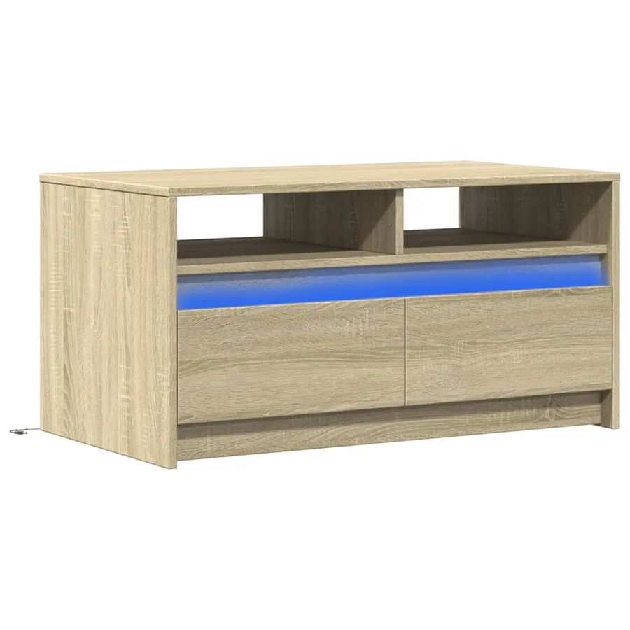 Table basse avec lumières LED chêne sonoma bois d'ingénierie - 3