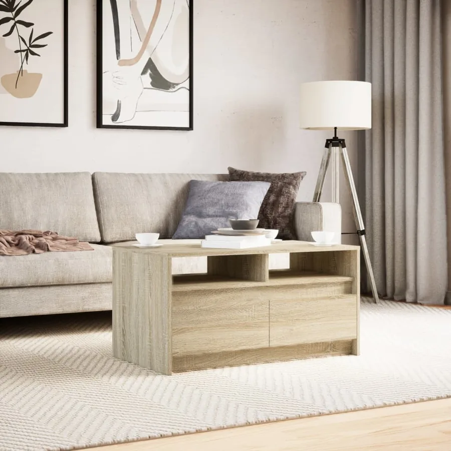 Table basse avec lumières LED chêne sonoma bois d'ingénierie - 4