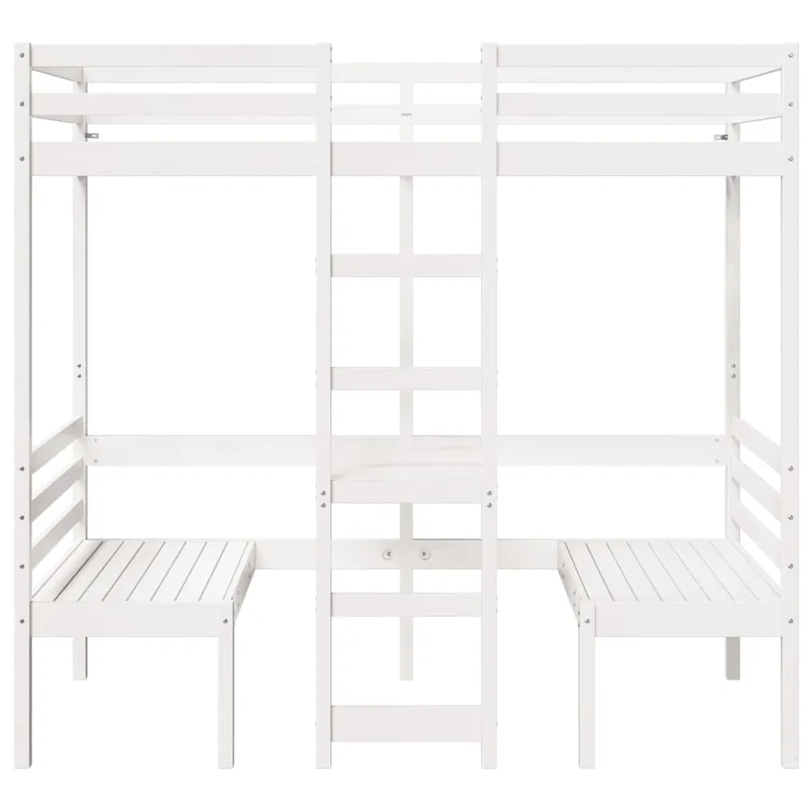 Lit mezzanine avec bureau et chaises blanc 90x200 cm pin massif - 5