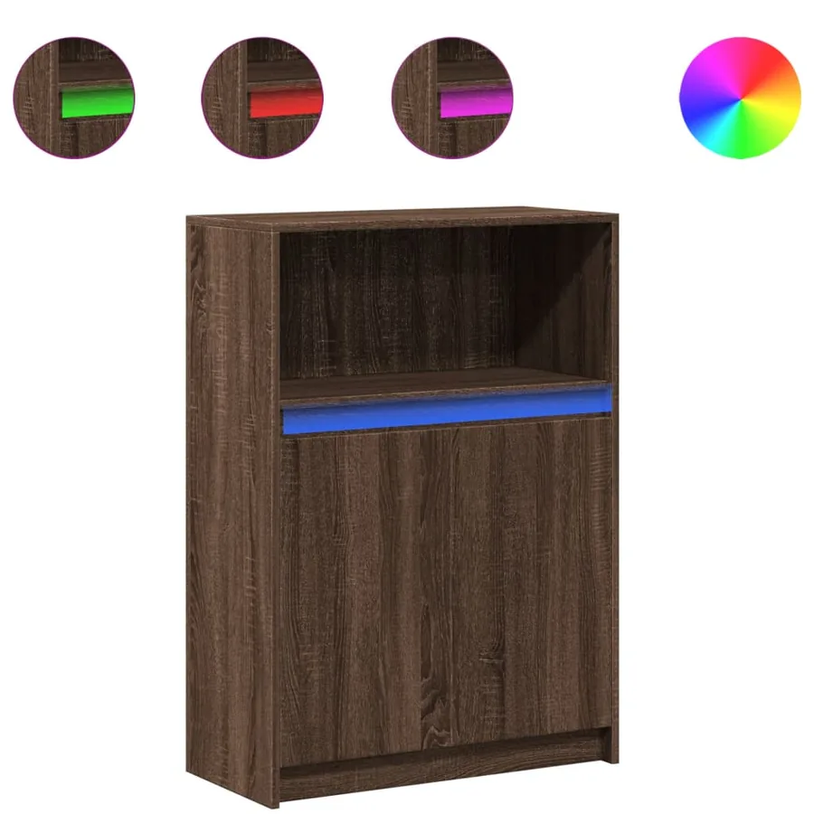 Buffet avec LED chêne marron 72x34x100 cm bois d'ingénierie - 2