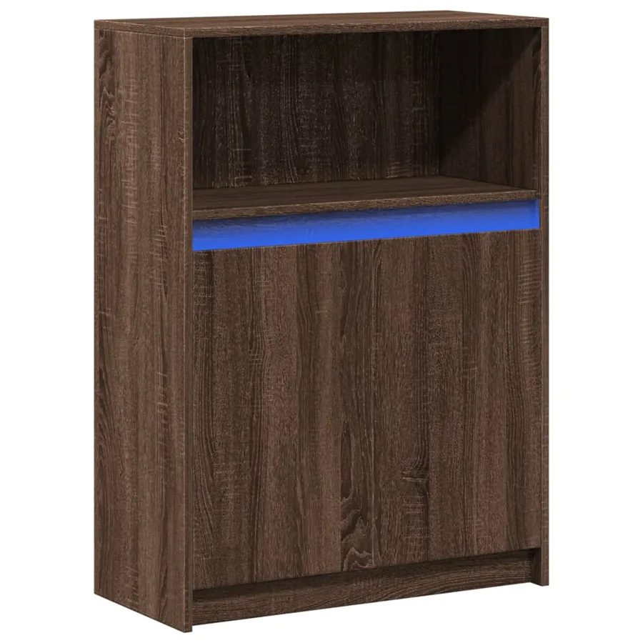 Buffet avec LED chêne marron 72x34x100 cm bois d'ingénierie - 3