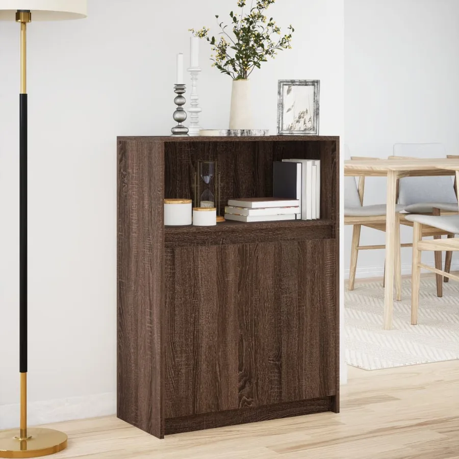 Buffet avec LED chêne marron 72x34x100 cm bois d'ingénierie - 4