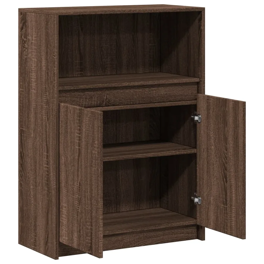 Buffet avec LED chêne marron 72x34x100 cm bois d'ingénierie - 7
