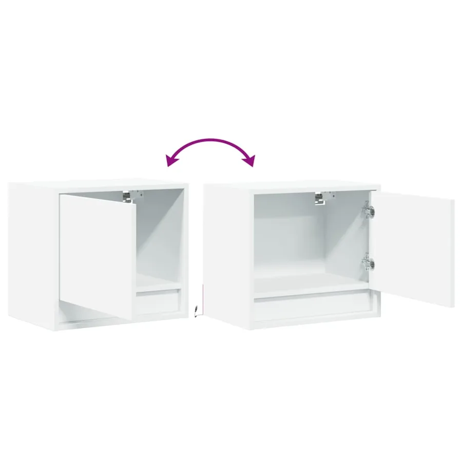 Tables de chevet murales avec lumières LED 2 pcs blanc - 10