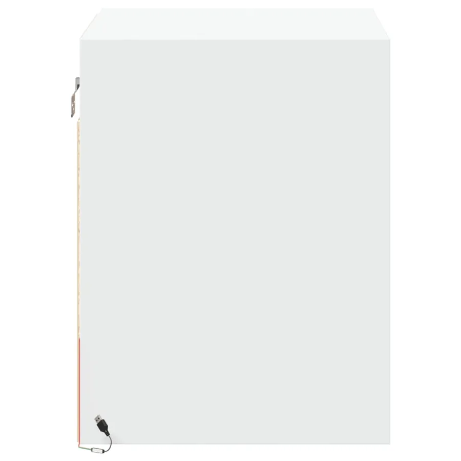 Tables de chevet murales avec lumières LED 2 pcs blanc - 8