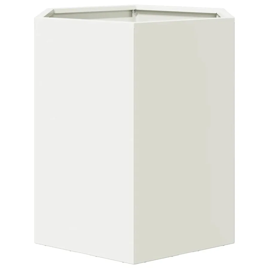 Jardinières 2 pcs blanc hexagone 46x40x45 cm acier - 8