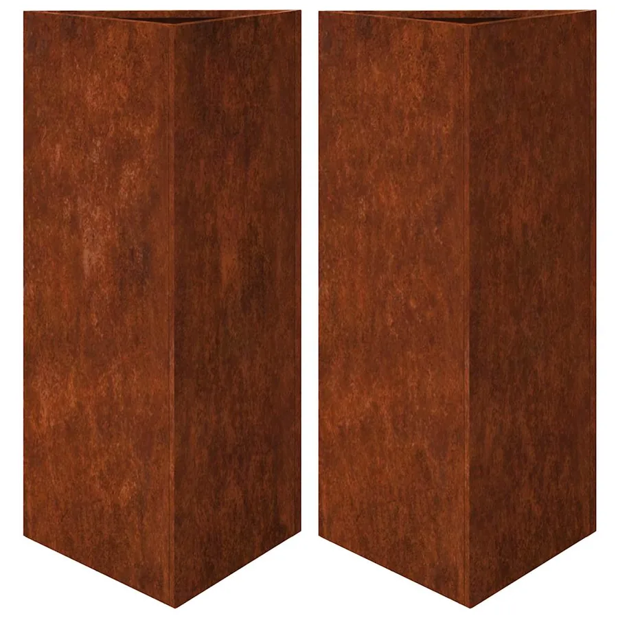 Jardinières 2 pcs triangulaire acier résistant aux intempéries - 2