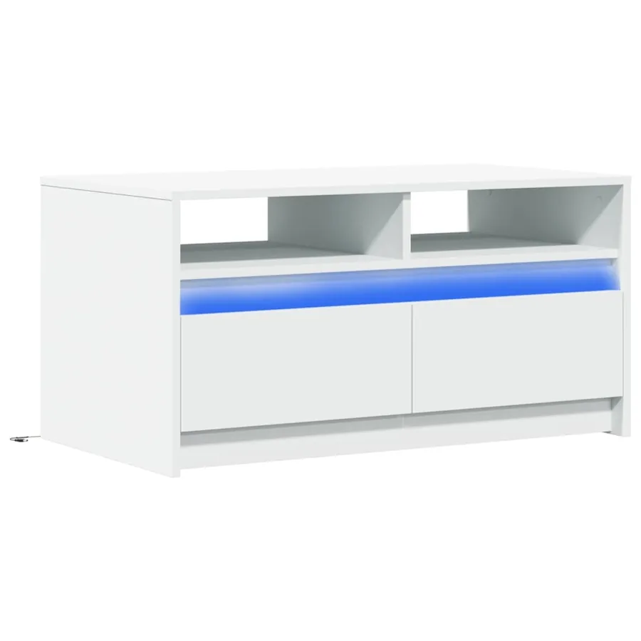 Table basse avec lumières LED blanc bois d'ingénierie - 3