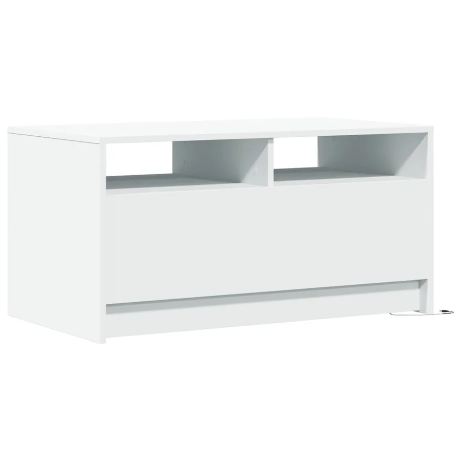 Table basse avec lumières LED blanc bois d'ingénierie - 8