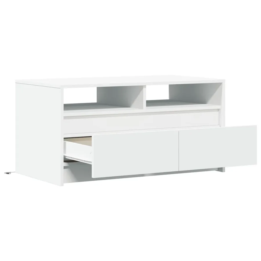 Table basse avec lumières LED blanc bois d'ingénierie - 9