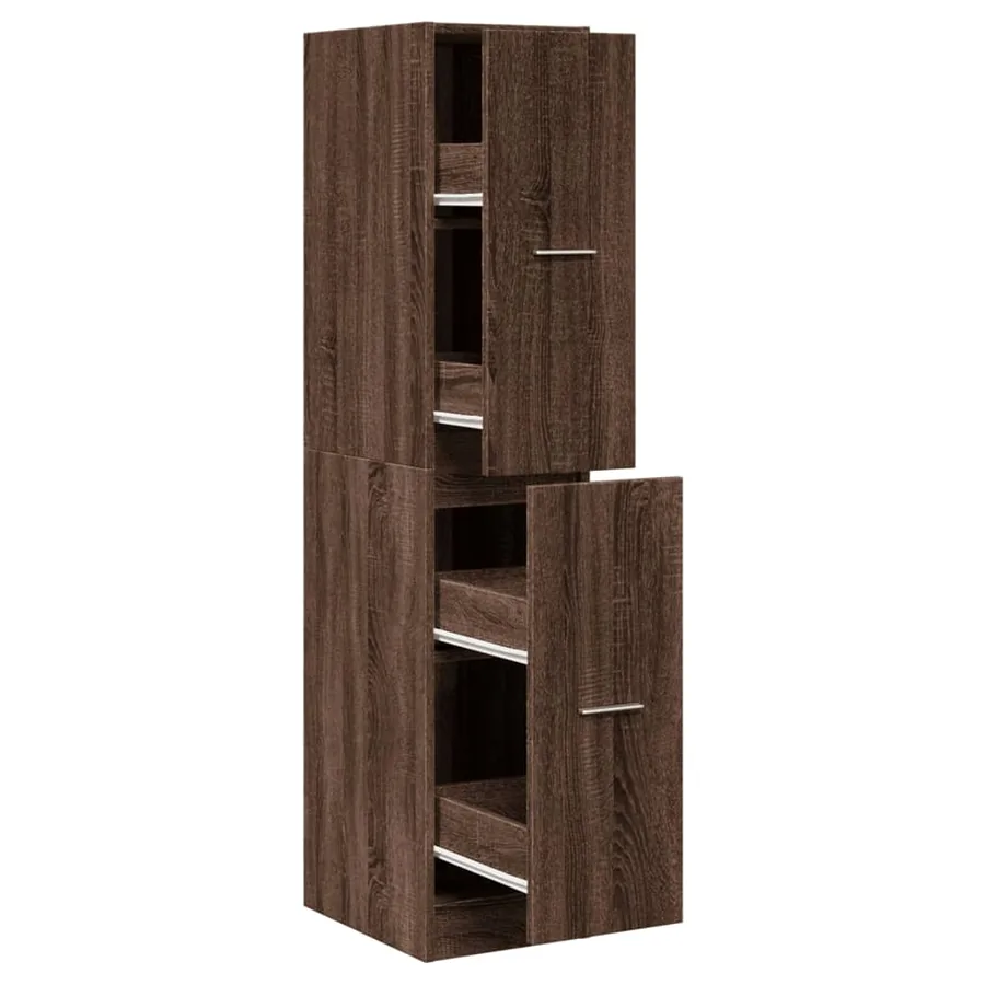 Armoire apothicaire chêne marron 30x41x144,5 cm bois ingénierie - 2