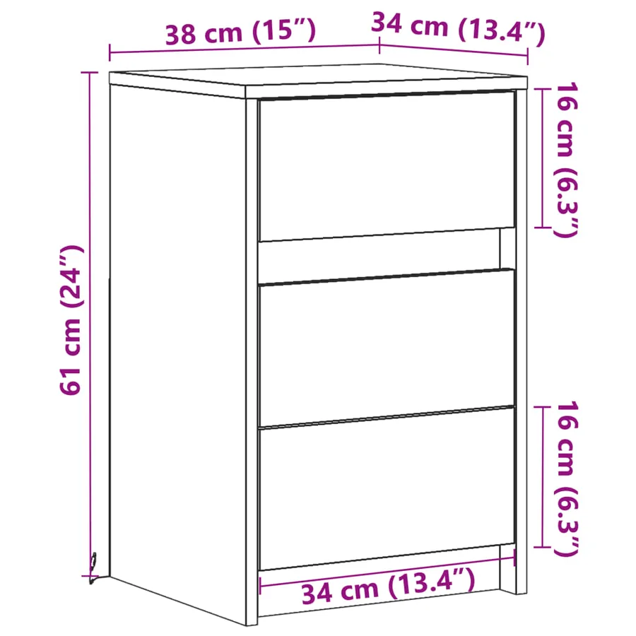 Armoire de chevet et lumières LED sonoma gris bois d'ingénierie - 14