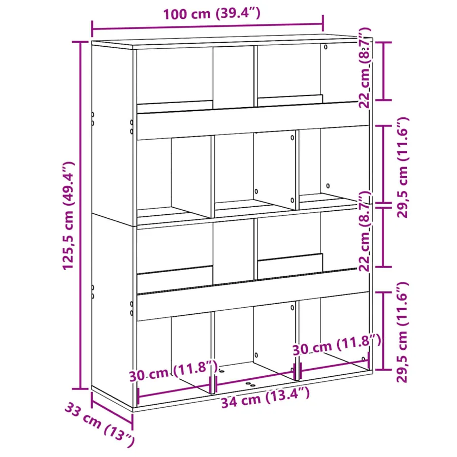 Cloison de séparation blanc 100x33x125,5 cm bois d'ingénierie - 9