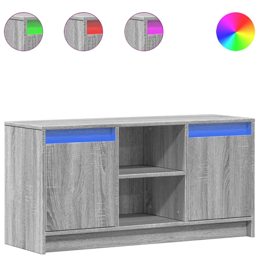 Meuble TV avec LED sonoma gris 100x34x50 cm bois d'ingénierie - 2