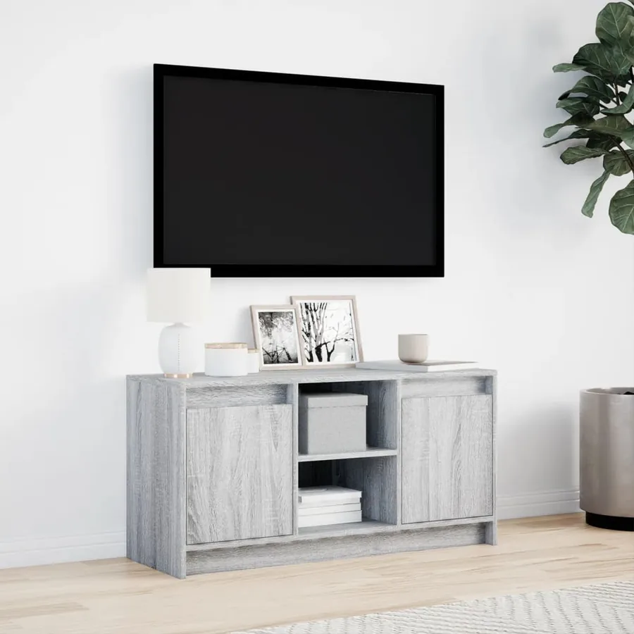Meuble TV avec LED sonoma gris 100x34x50 cm bois d'ingénierie - 4
