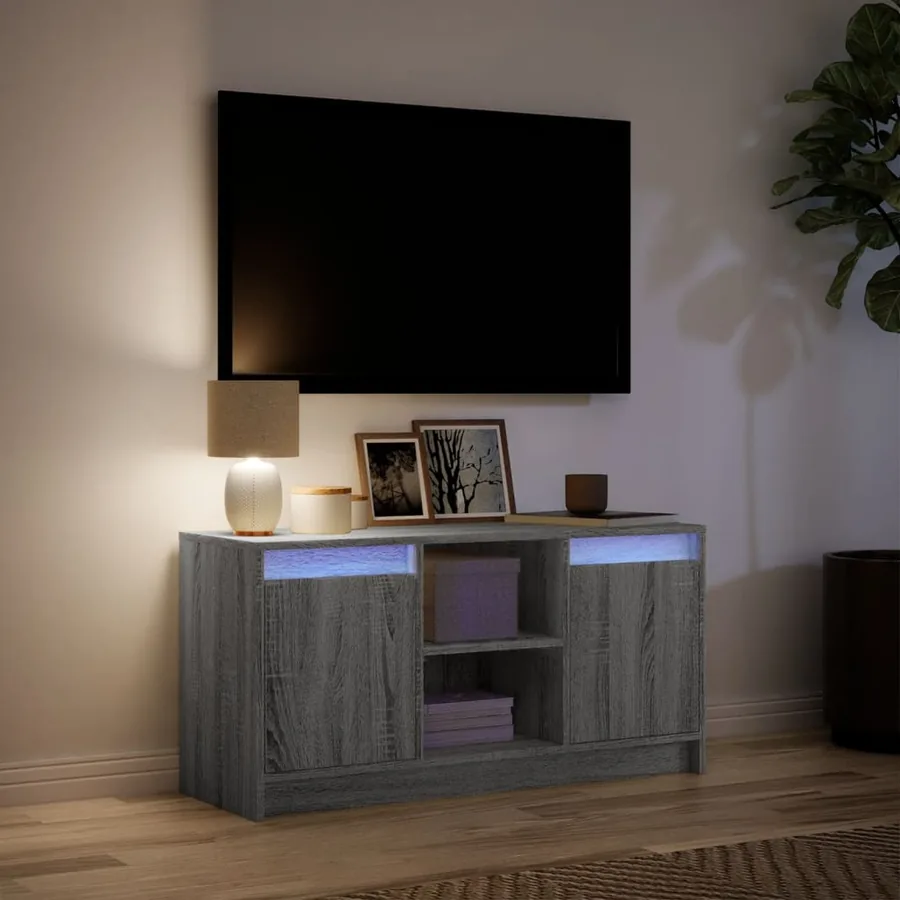 Meuble TV avec LED sonoma gris 100x34x50 cm bois d'ingénierie - 5
