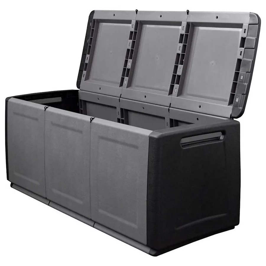 Boîte de rangement de jardin 138x53x57 cm 330 L Gris foncé noir - 5