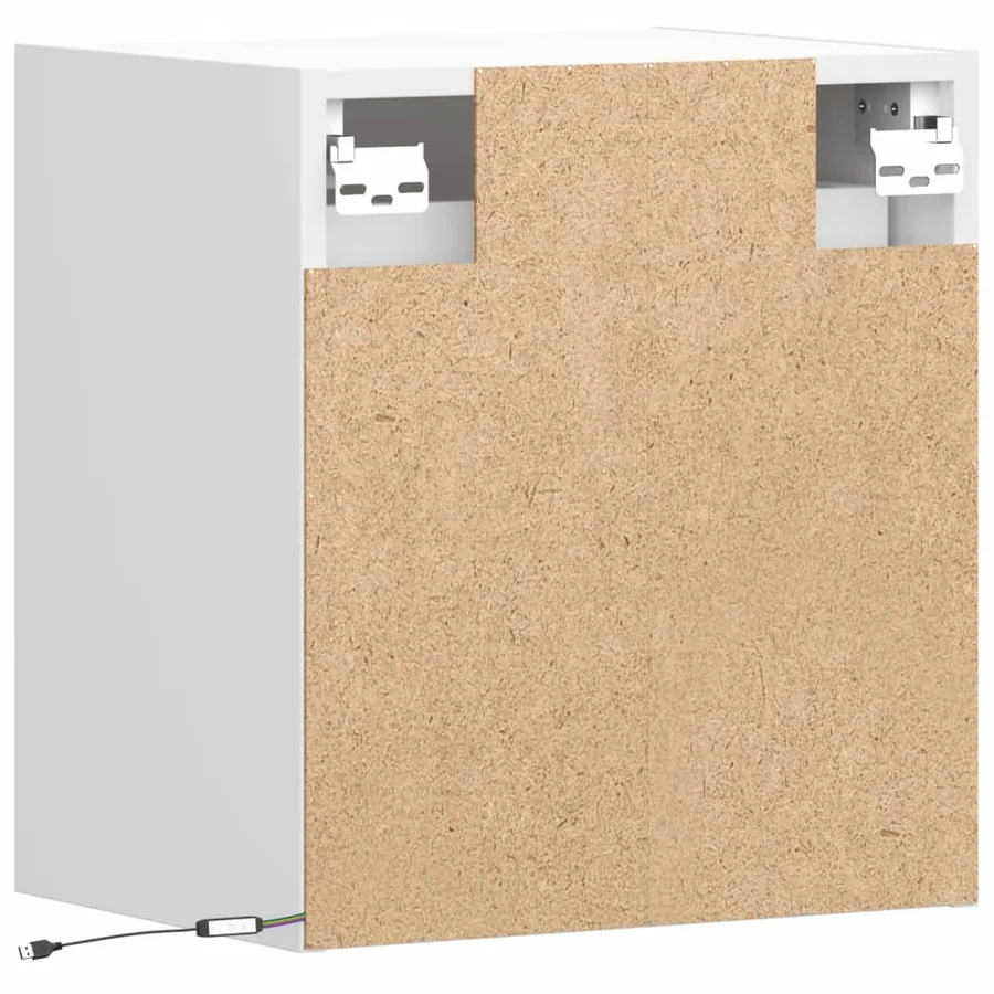 Tables de chevet murales avec lumières LED 2 pcs blanc - 8