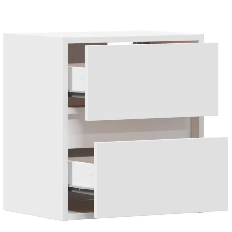 Tables de chevet murales avec lumières LED 2 pcs blanc - 9