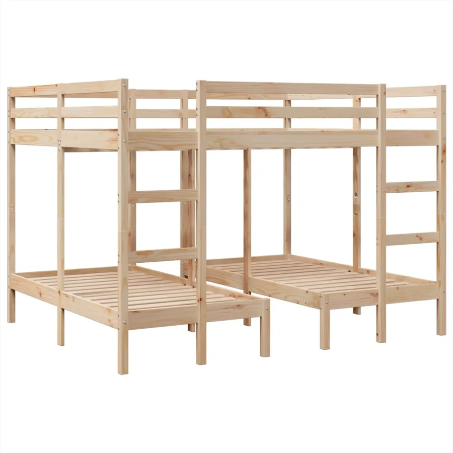Lit superposé triple 160x200/80x160 cm bois de pin massif - 2