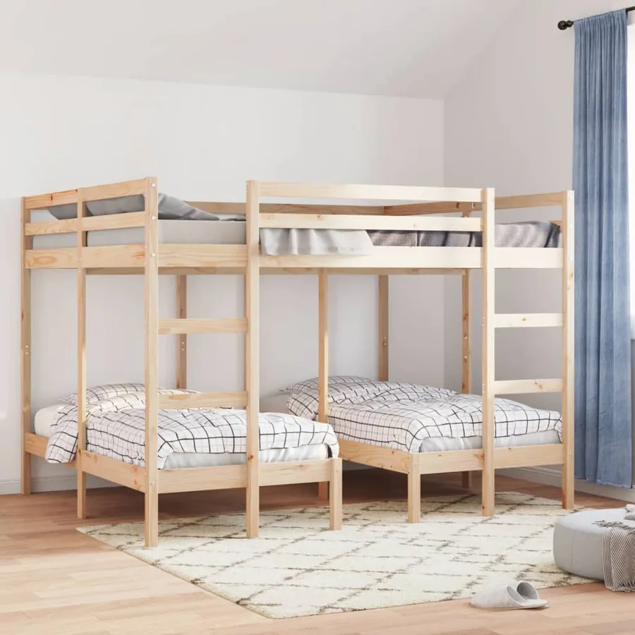 Lit superposé triple 160x200/80x160 cm bois de pin massif - 3