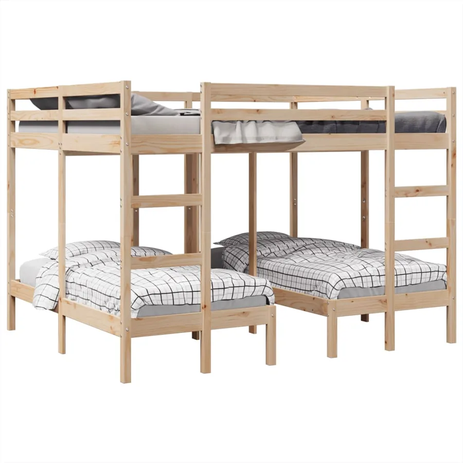Lit superposé triple 160x200/80x160 cm bois de pin massif - 4
