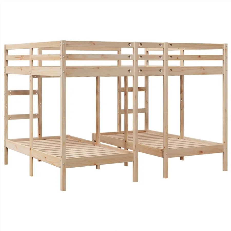 Lit superposé triple 160x200/80x160 cm bois de pin massif - 7