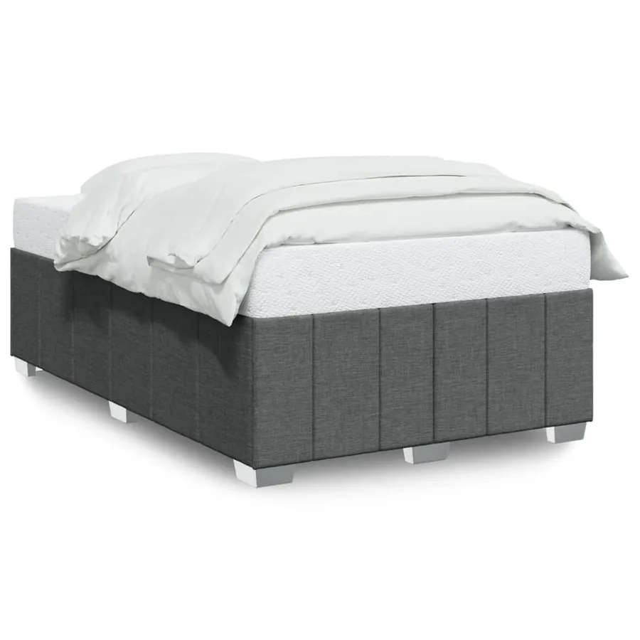 Cadre de lit sans matelas gris foncé 120x200 cm tissu - 2