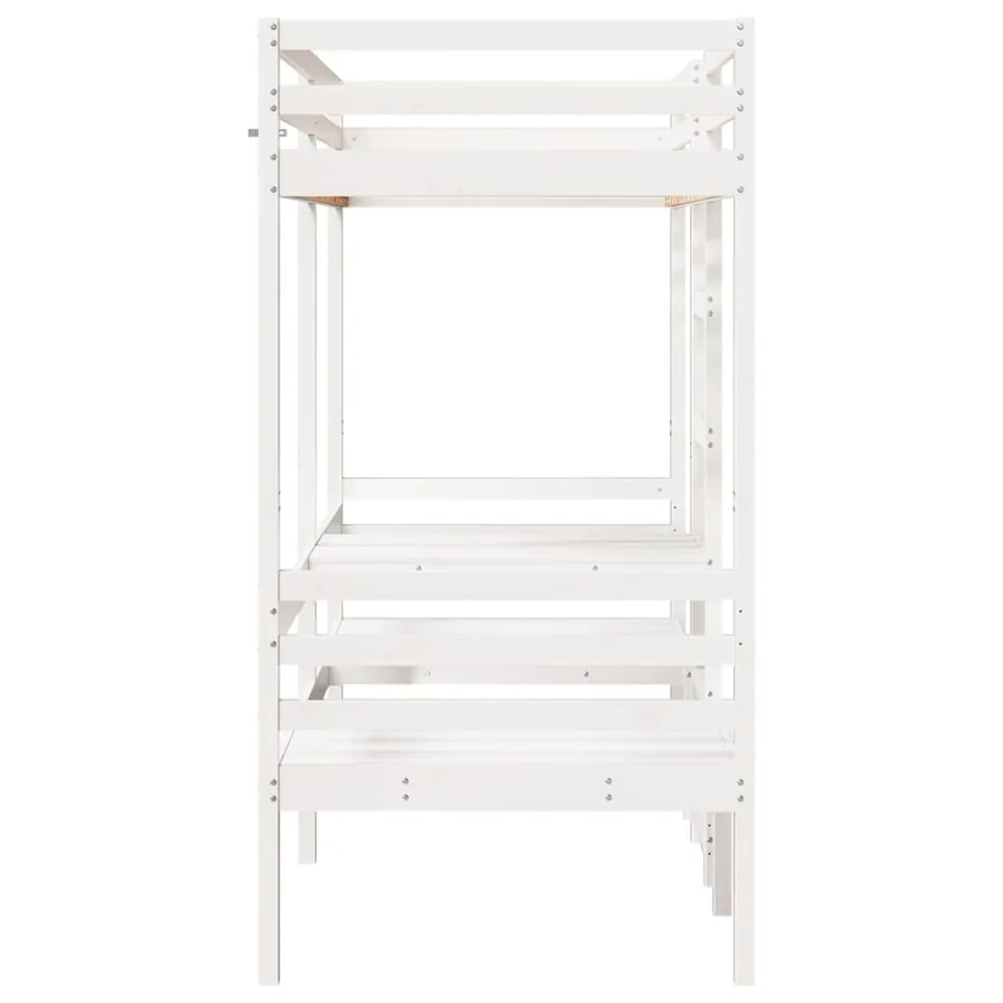 Lit mezzanine avec bureau et chaises blanc 75x190 cm pin massif - 6