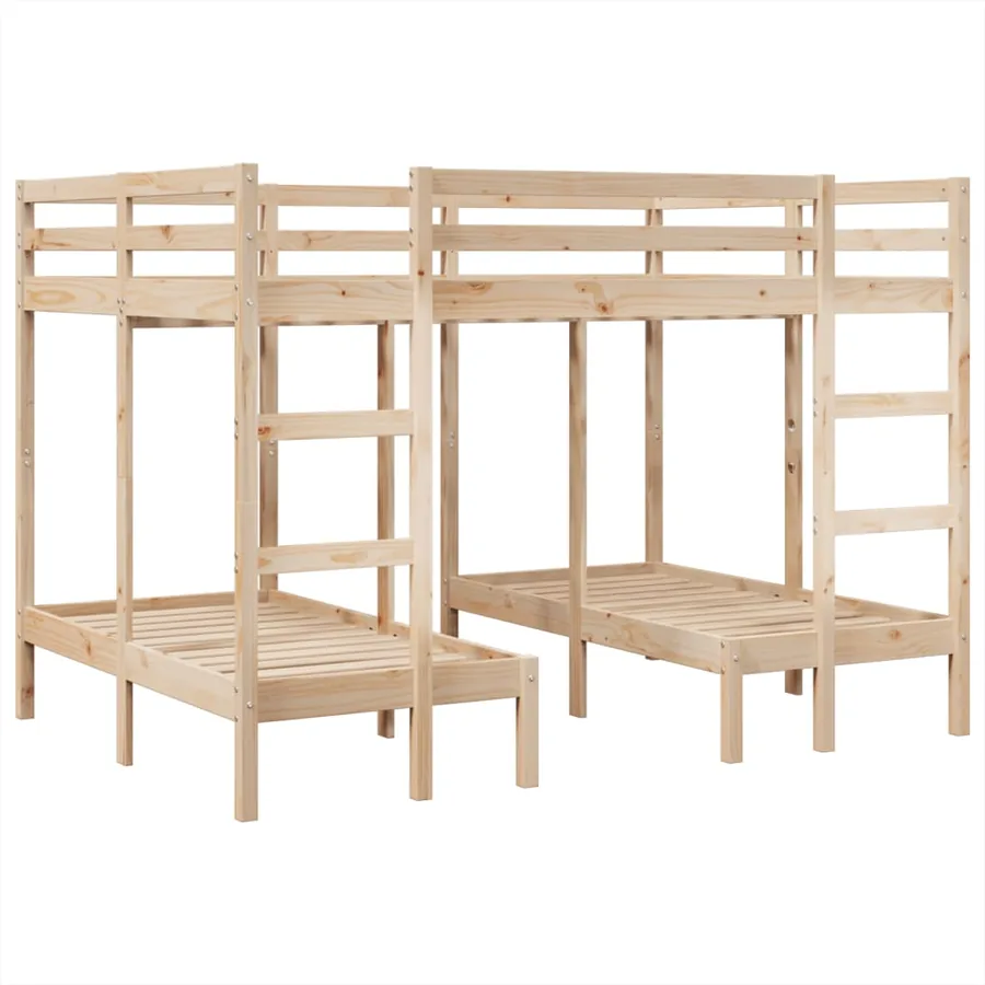 Lit superposé triple 140x200/70x140 cm bois de pin massif - 2