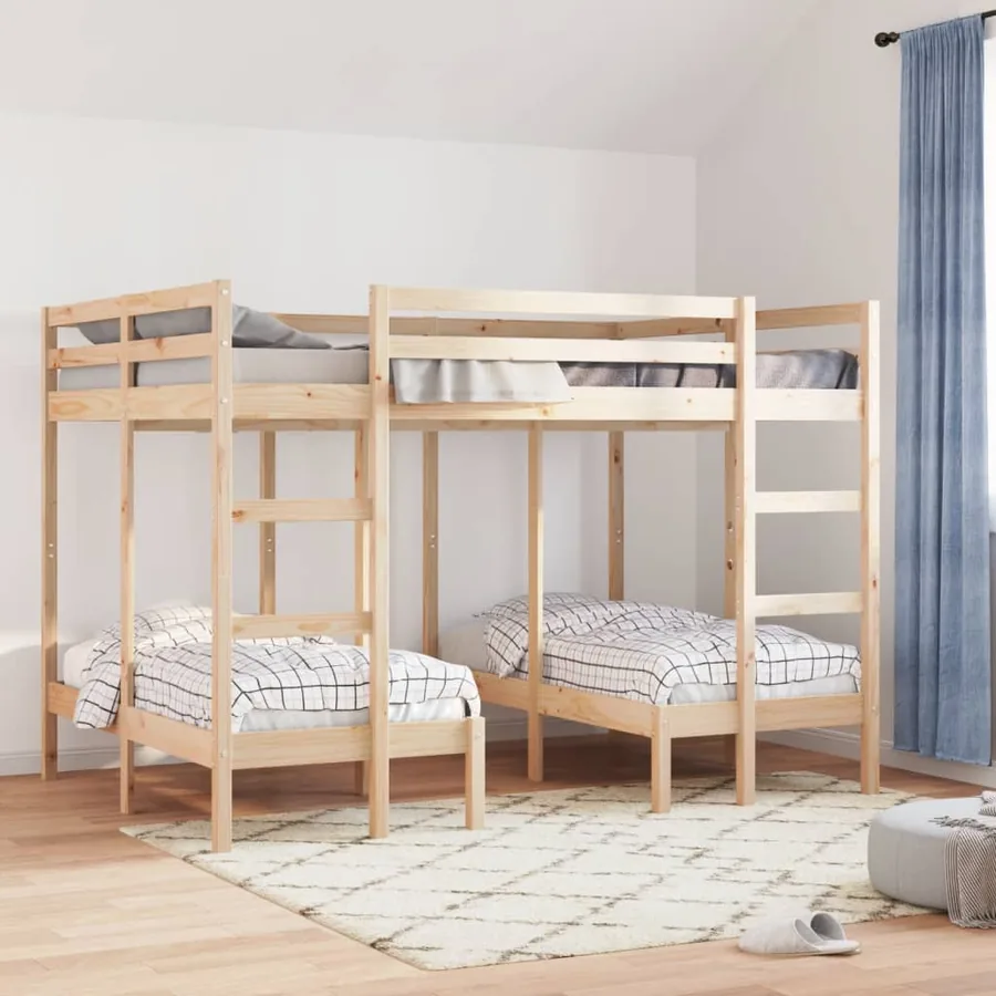 Lit superposé triple 140x200/70x140 cm bois de pin massif - 3