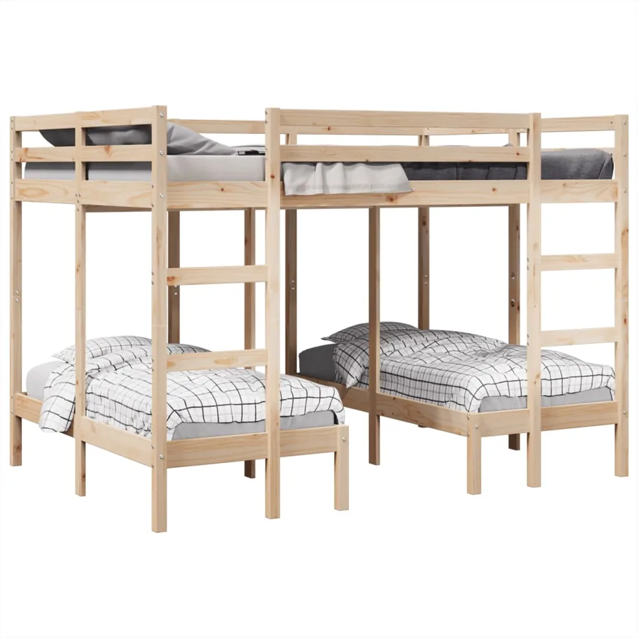 Lit superposé triple 140x200/70x140 cm bois de pin massif - 4