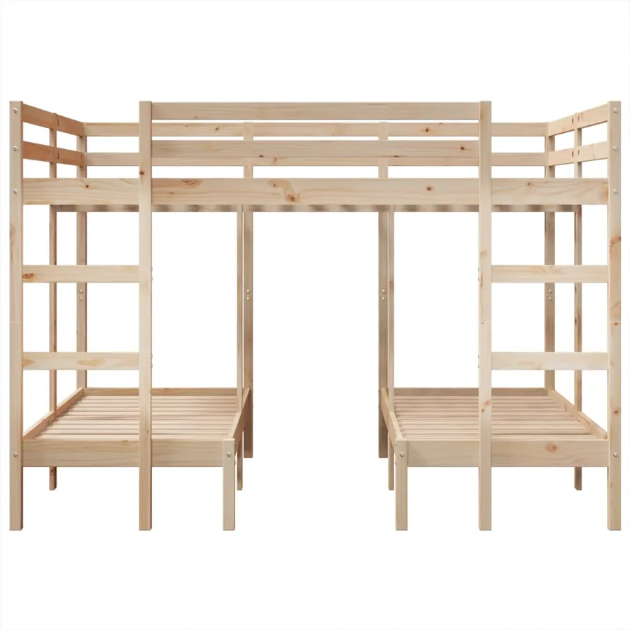 Lit superposé triple 140x200/70x140 cm bois de pin massif - 5