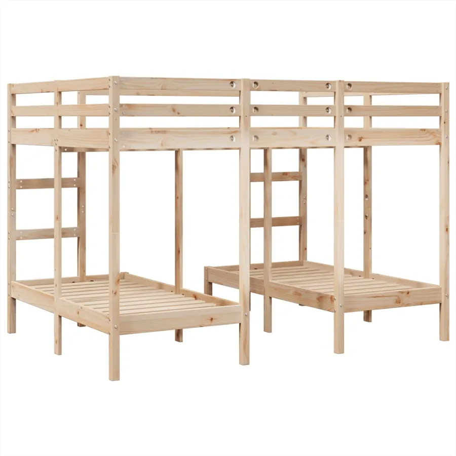 Lit superposé triple 140x200/70x140 cm bois de pin massif - 7
