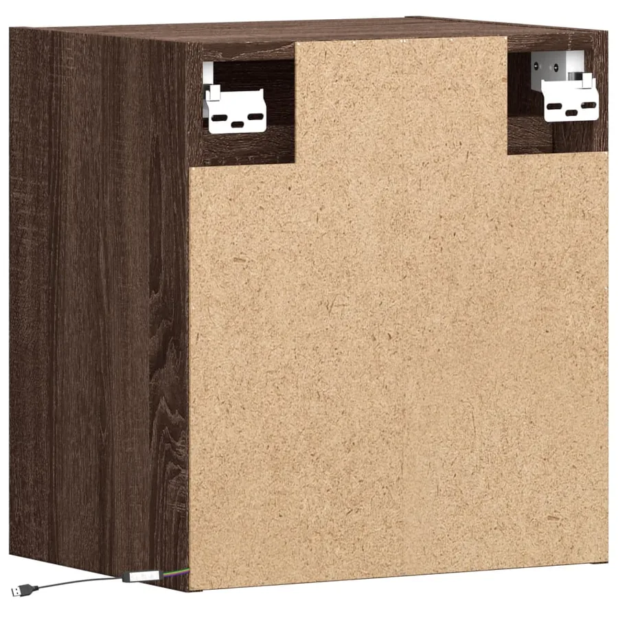 Tables de chevet murales avec lumières LED 2 pcs chêne marron - 8