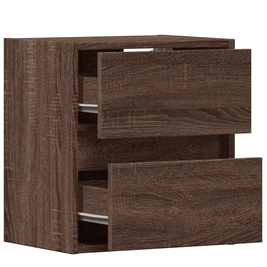 Tables de chevet murales avec lumières LED 2 pcs chêne marron - 9