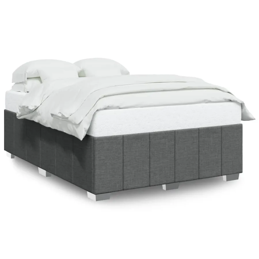 Cadre de lit sans matelas gris foncé 160x200 cm tissu - 2
